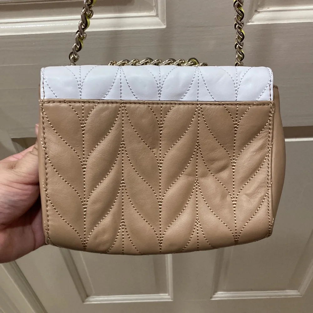 Kate Spade Tan White Yellow Briar Lane Quilted Mini Emelyn Purse Bag - Picture 12 of 16
